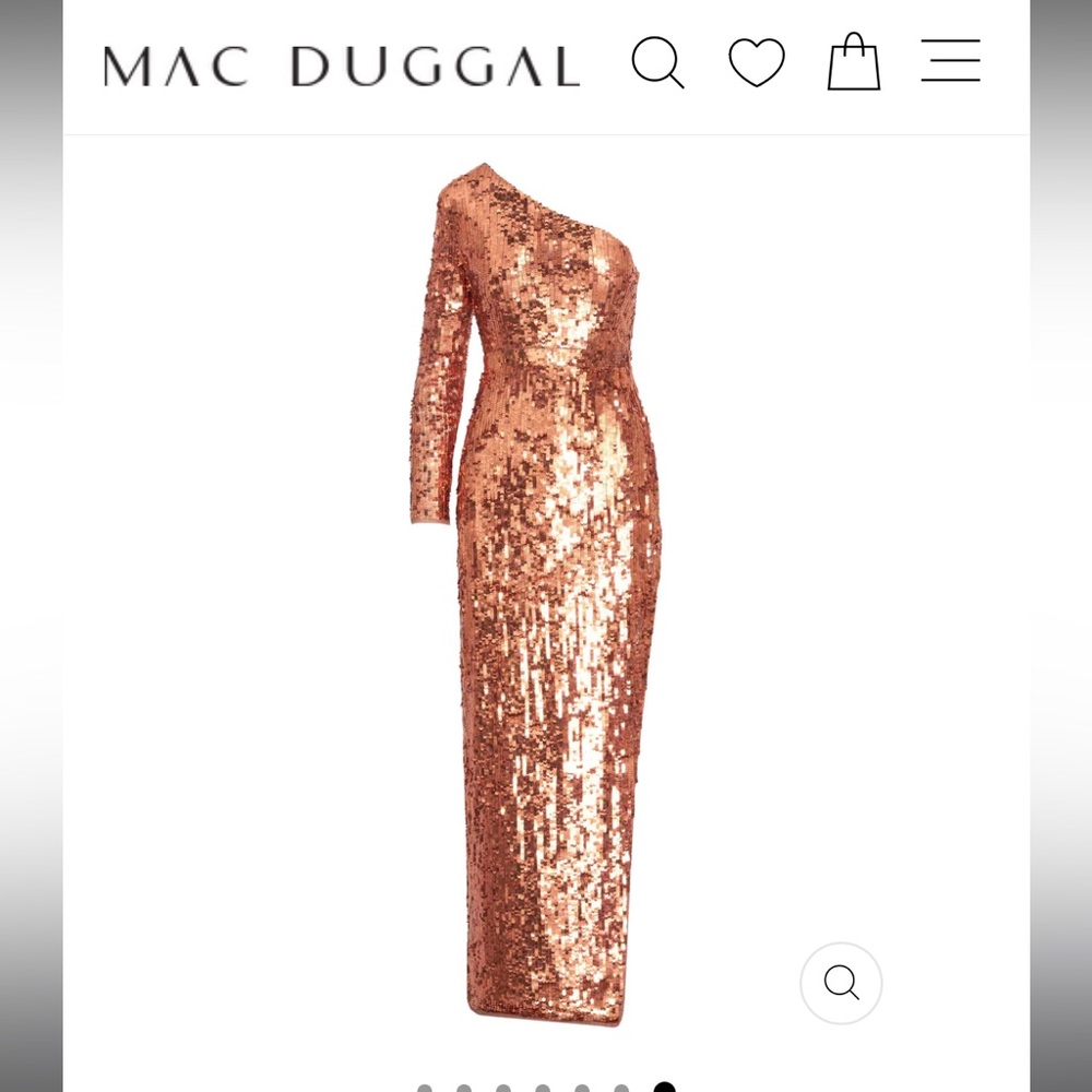 BLACK TIE, COPPER SEQUINED ONE SLEEVE, HIGH SLIT GOWN